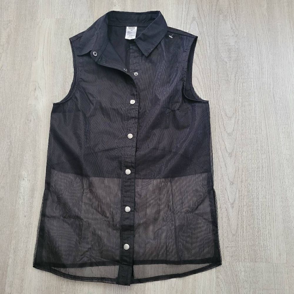 Weissman catalog dance costume black sleeveless button down NWOT medium child